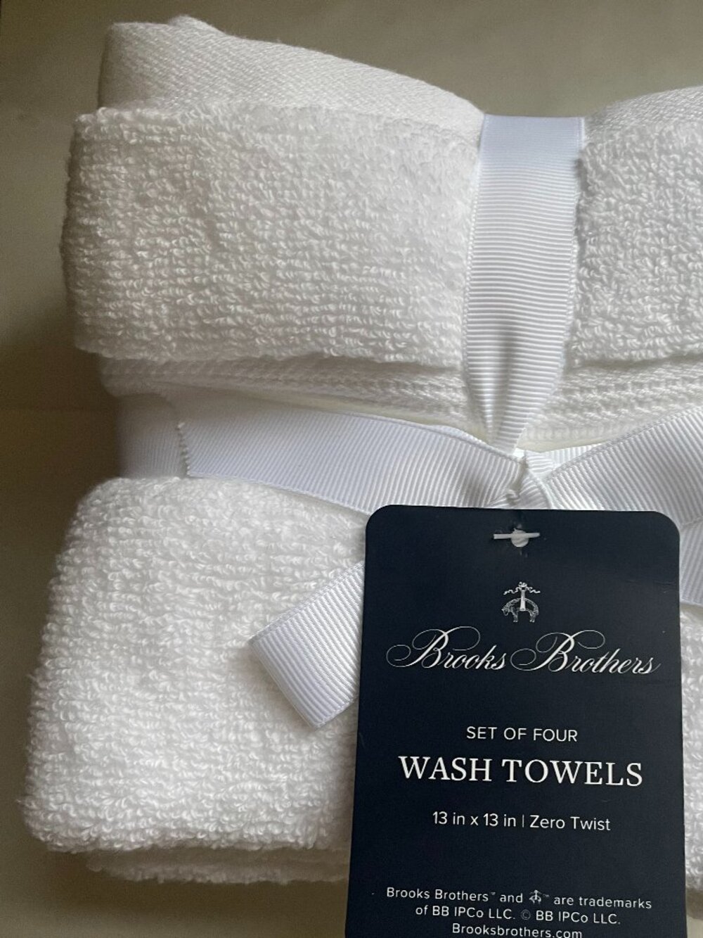 Brooks Brothers Wash Cloths Cotton Luxury Thick White Set of 4